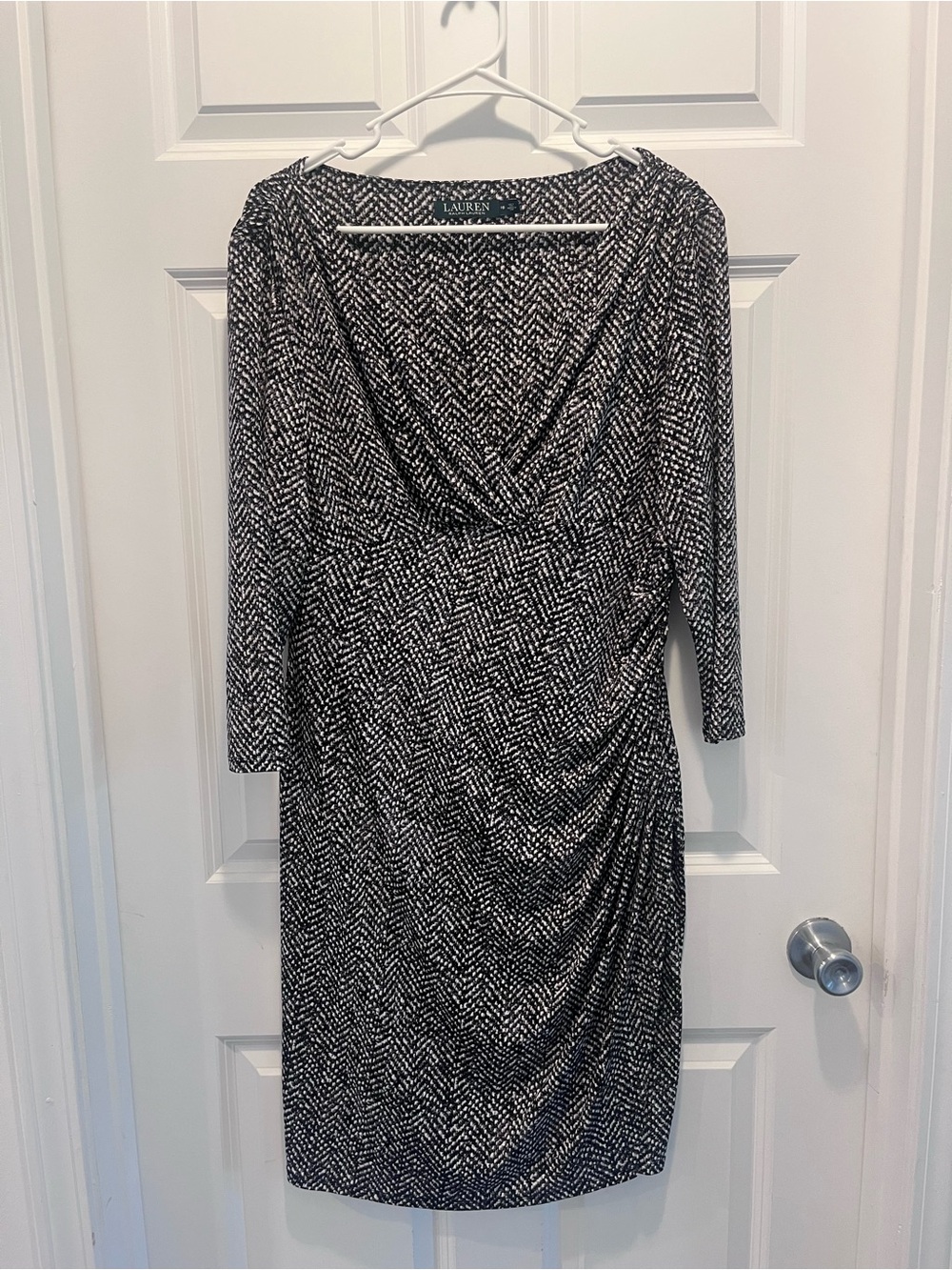 Ralph Lauren Black & White Printed Wrap-Style Dress